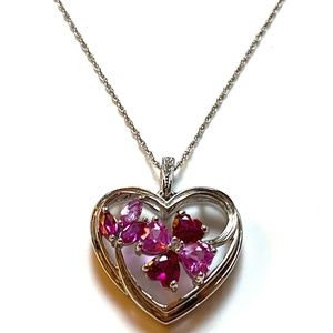 Sterling Silver Heart Shaped Floral Necklace